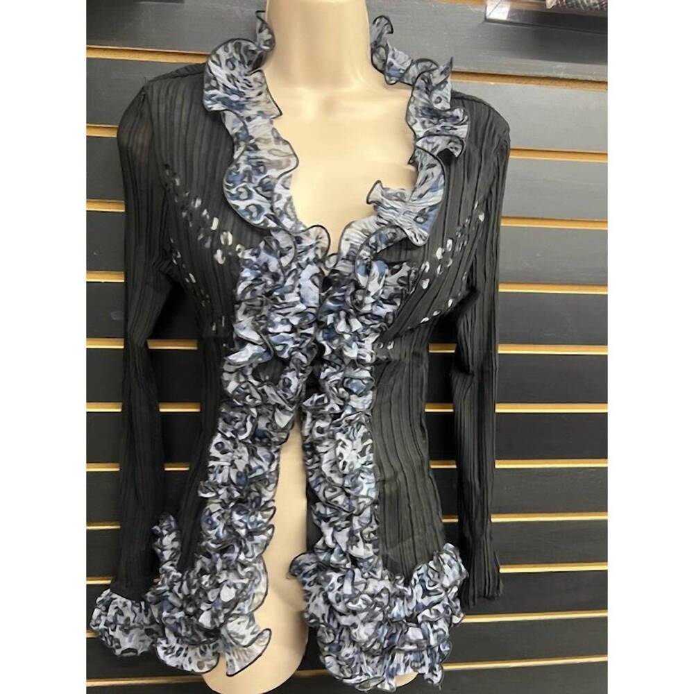 NEW MICHAEL K women's loveless ruffle top in black
